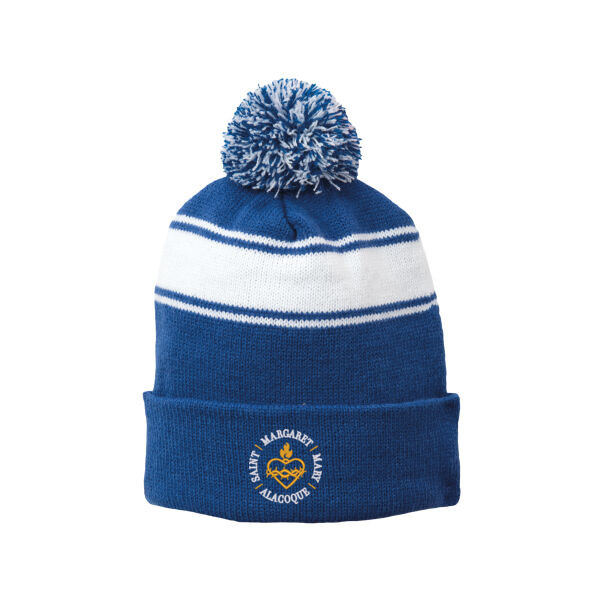 SMMA Embroidered - Stripe Pom Pom Beanie Thumbnail
